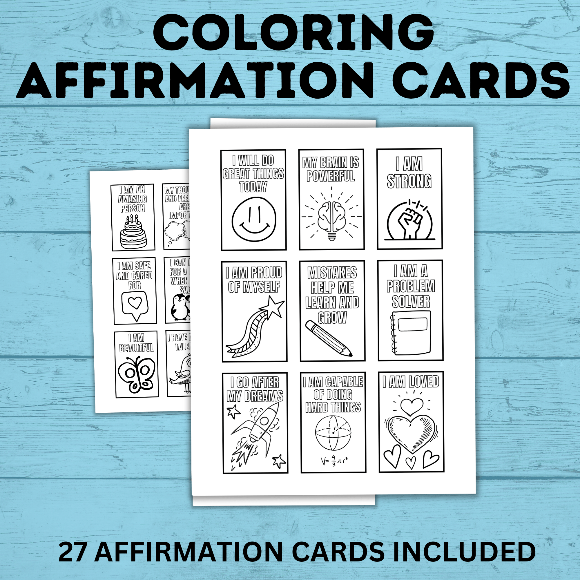 Affirmation Cards for Kids | Coloring Affirmation Cards | Kids Cards | Kids Confidence