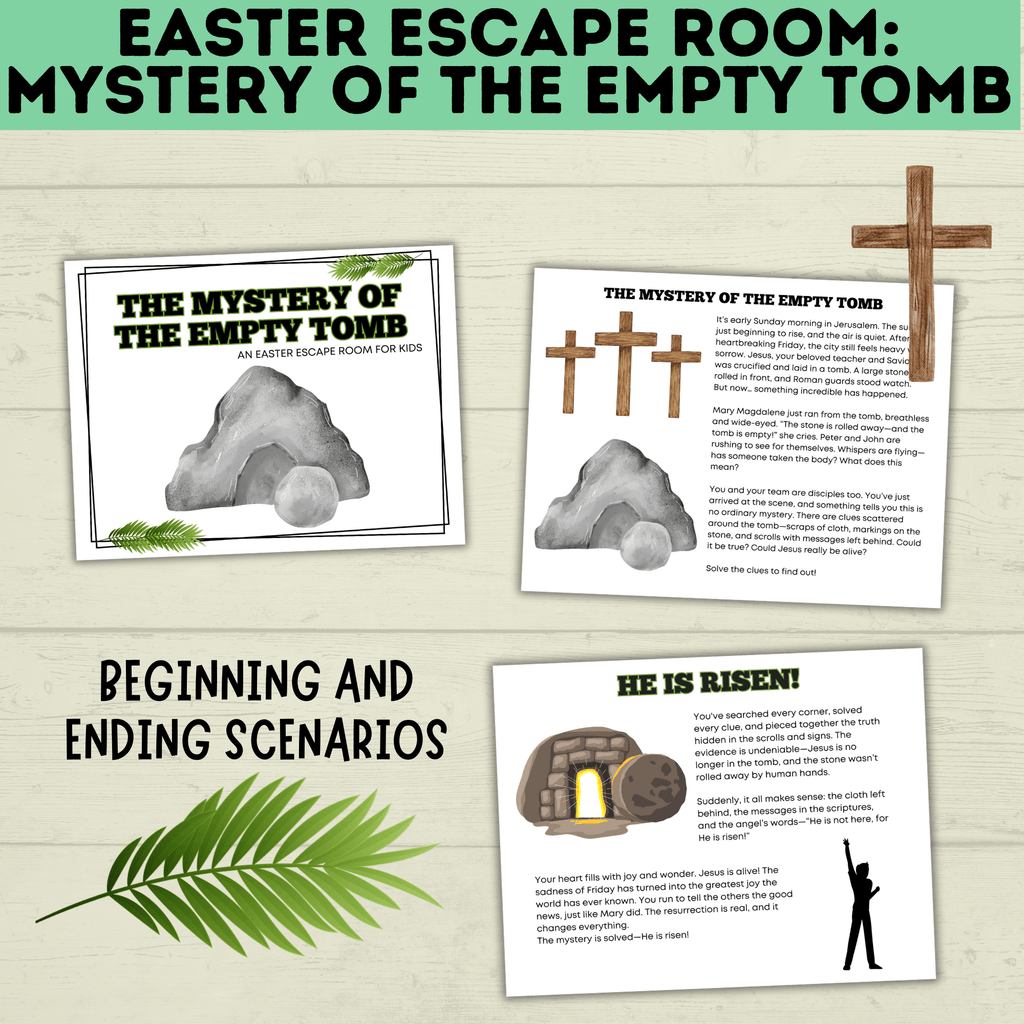 Bible Escape Room | Easter Escape Room | Mystery of the Empty Tomb Escape Room | Printable Escape Room | Easter Games | Escape Room for Kids
