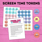 Screen Time Reward Chart Bundle | Kids Chore Chart | Kids Checklist | Chart for Kids | Technology Chart | Screen Time Bucks | Earn Screen