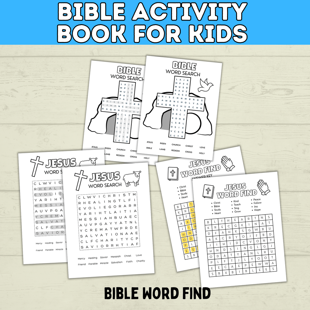 Bible Games | Bible Activity Sheets | Bible Placemat Activity Sheets | Bible Activity Pages for Kids | Homeschool | Vacation Bible School