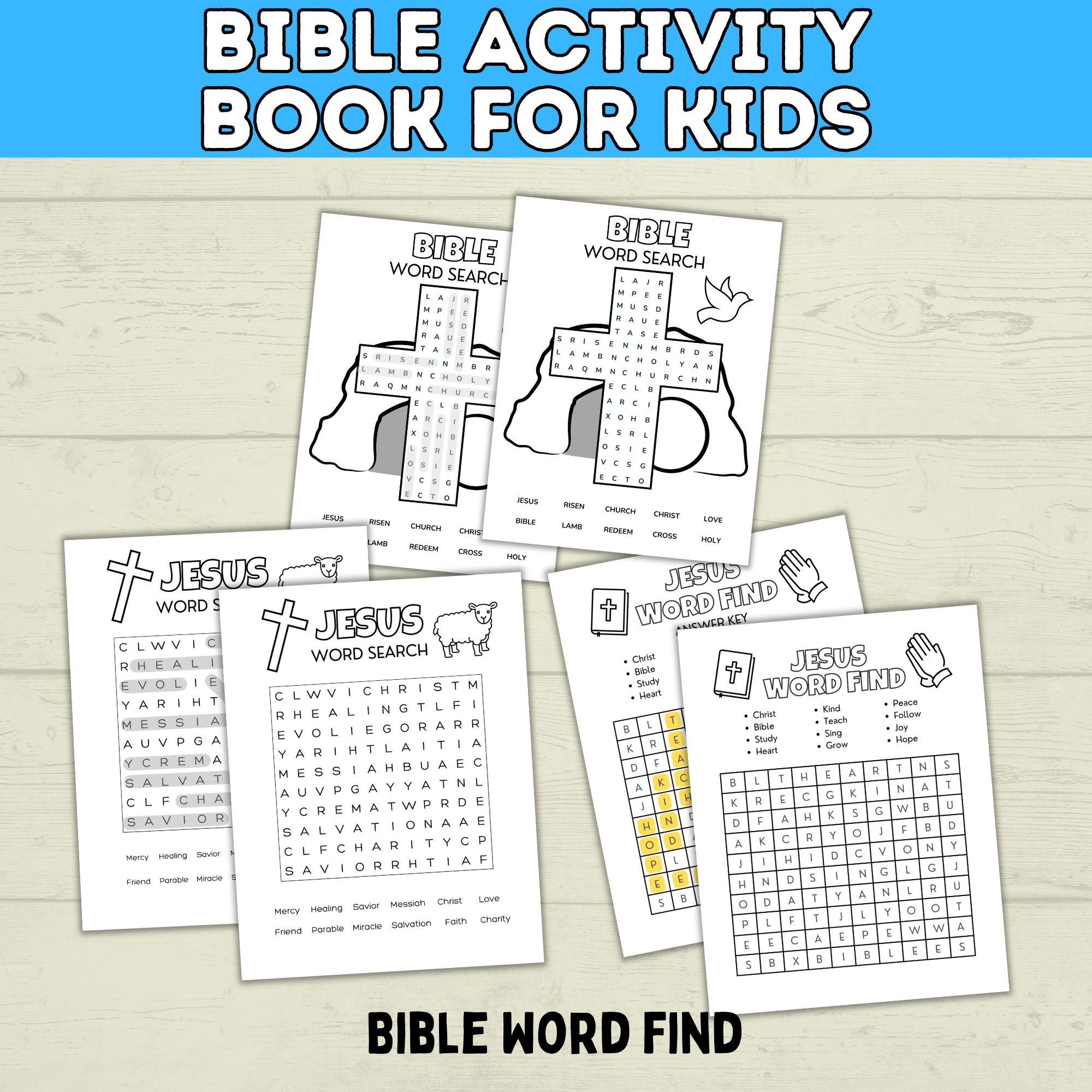 Bible Games | Bible Activity Sheets | Bible Placemat Activity Sheets | Bible Activity Pages for Kids | Homeschool | Vacation Bible School