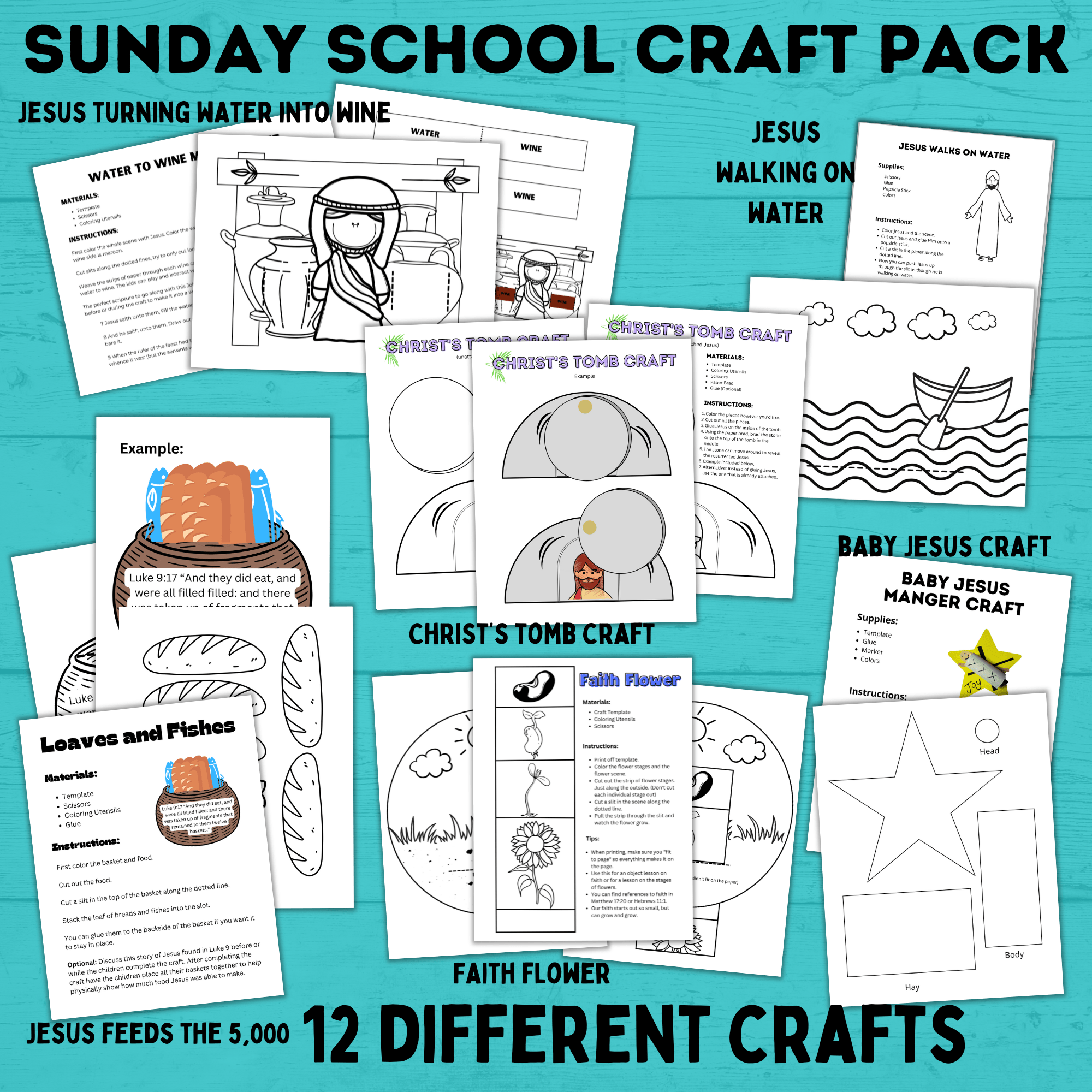 Sunday School Activities | Sunday School Crafts Bundle | Sunday School Lesson | Sunday School Printable | Bible Activities for Kids | VBS |