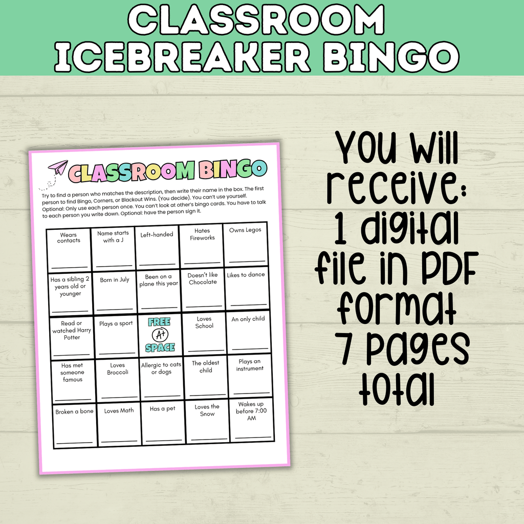 Classroom Bingo | Back to School Bingo | Getting to Know You Bingo | Human Bingo | Ice Breaker Games for Kids | Back to School Games