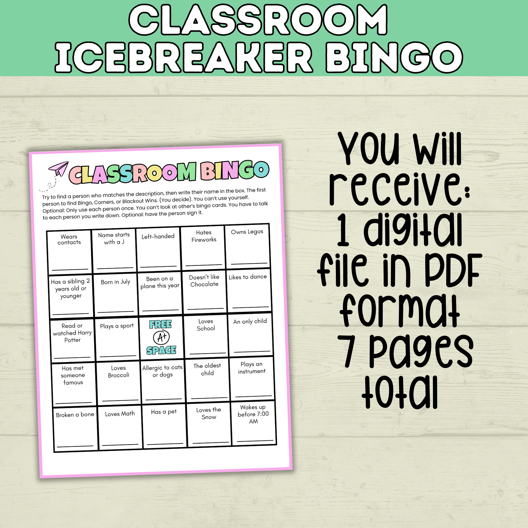Classroom Bingo | Back to School Bingo | Getting to Know You Bingo | Human Bingo | Ice Breaker Games for Kids | Back to School Games
