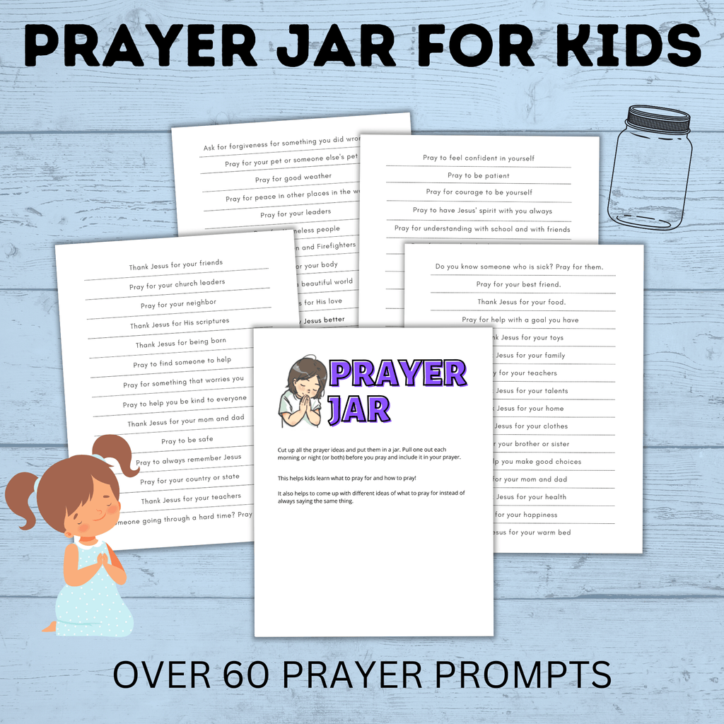 Prayer Printables for Kids | Prayer Prompts | Prayer Chart | Prayer Guide | Prayer Calendar | Prayer Activity | Sunday School Activity