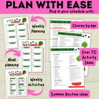 Summer Planner | Summer Schedule | Summer Activities | Summer Printable | Summer Fun | Chore Chart | Sample Schedule | Activity Ideas