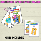 Back to School Affirmation Scripture Cards, Scripture Verse Cards, Christian Affirmations, Kids Prayer Cards