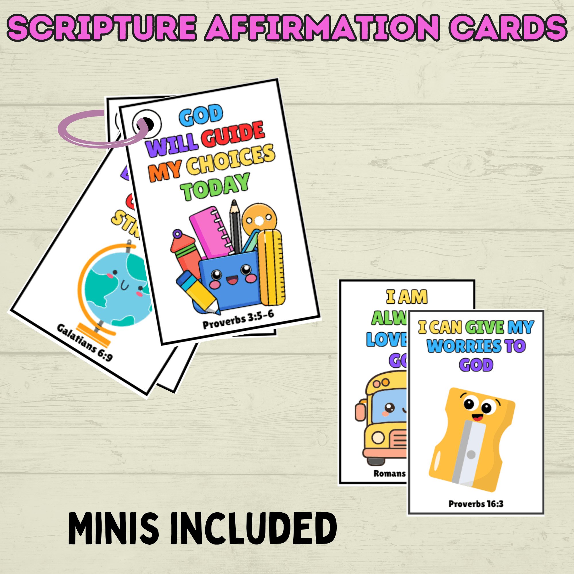 Back to School Affirmation Scripture Cards, Scripture Verse Cards, Christian Affirmations, Kids Prayer Cards