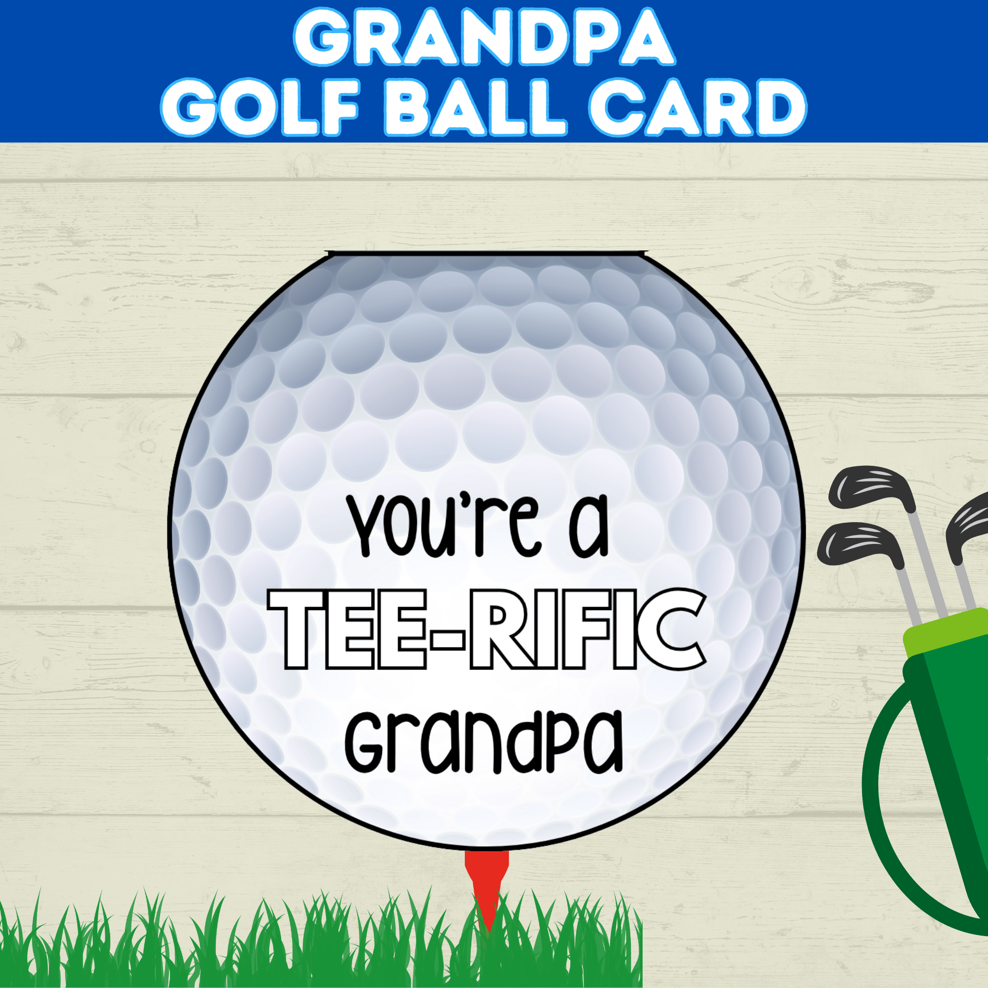 Grandparent's Day | Grandpa Card | Golf Ball Card | Golf Card for Grandpa | Papa Card | Grandad Card | Gramps Card | Digital Download
