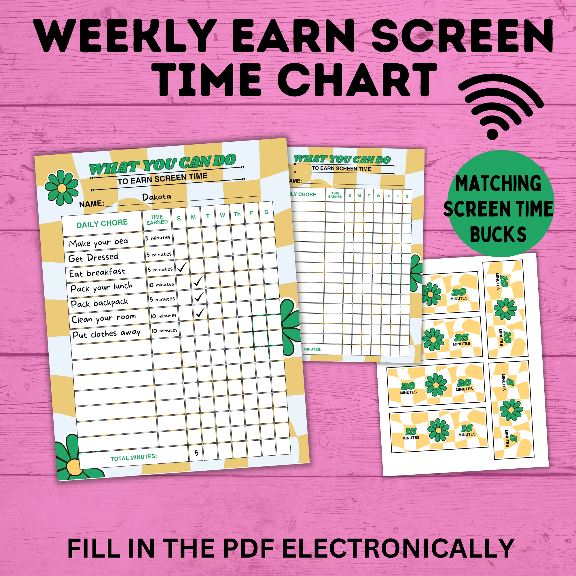 Weekly Earn Screen Time Chart for Kids | Screen Time Chart | TV Chart | Cell Phone Chart | Electronic Chart | Chore Chart | Kids Chart