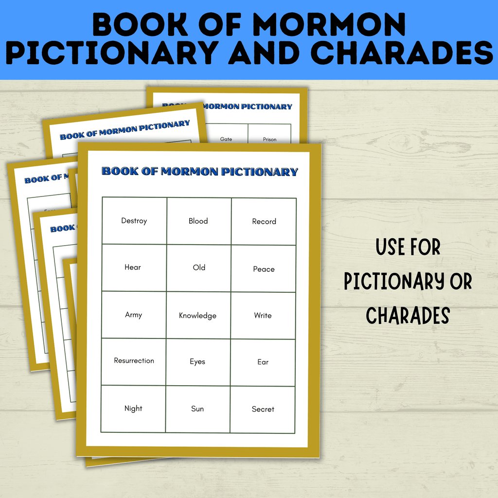 Book of Mormon Pictionary and Charades | Book of Mormon Games | Youth Games | LDS games | Seminary Games | Book of Mormon Lessons | Kids