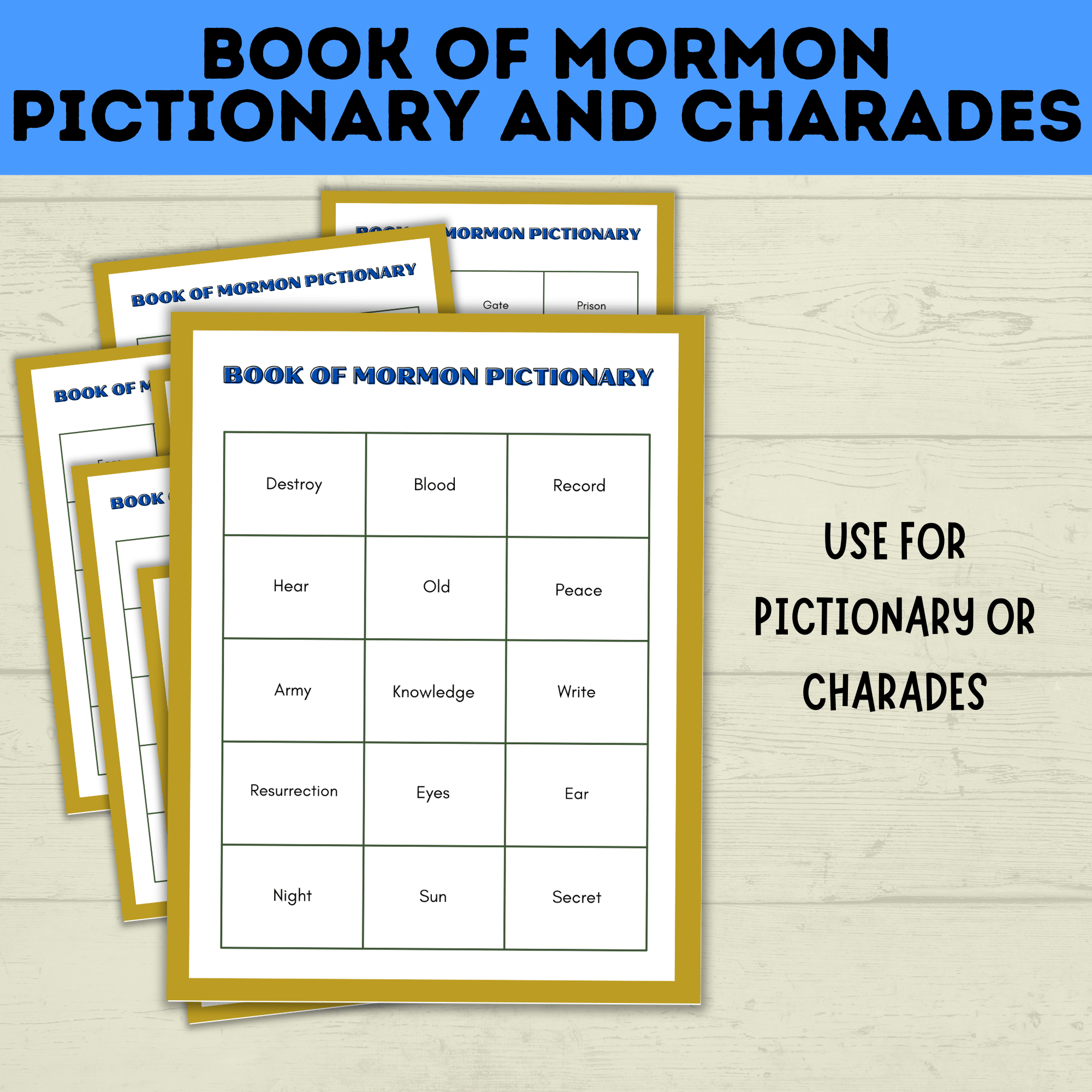 Book of Mormon Pictionary and Charades | Book of Mormon Games | Youth Games | LDS games | Seminary Games | Book of Mormon Lessons | Kids