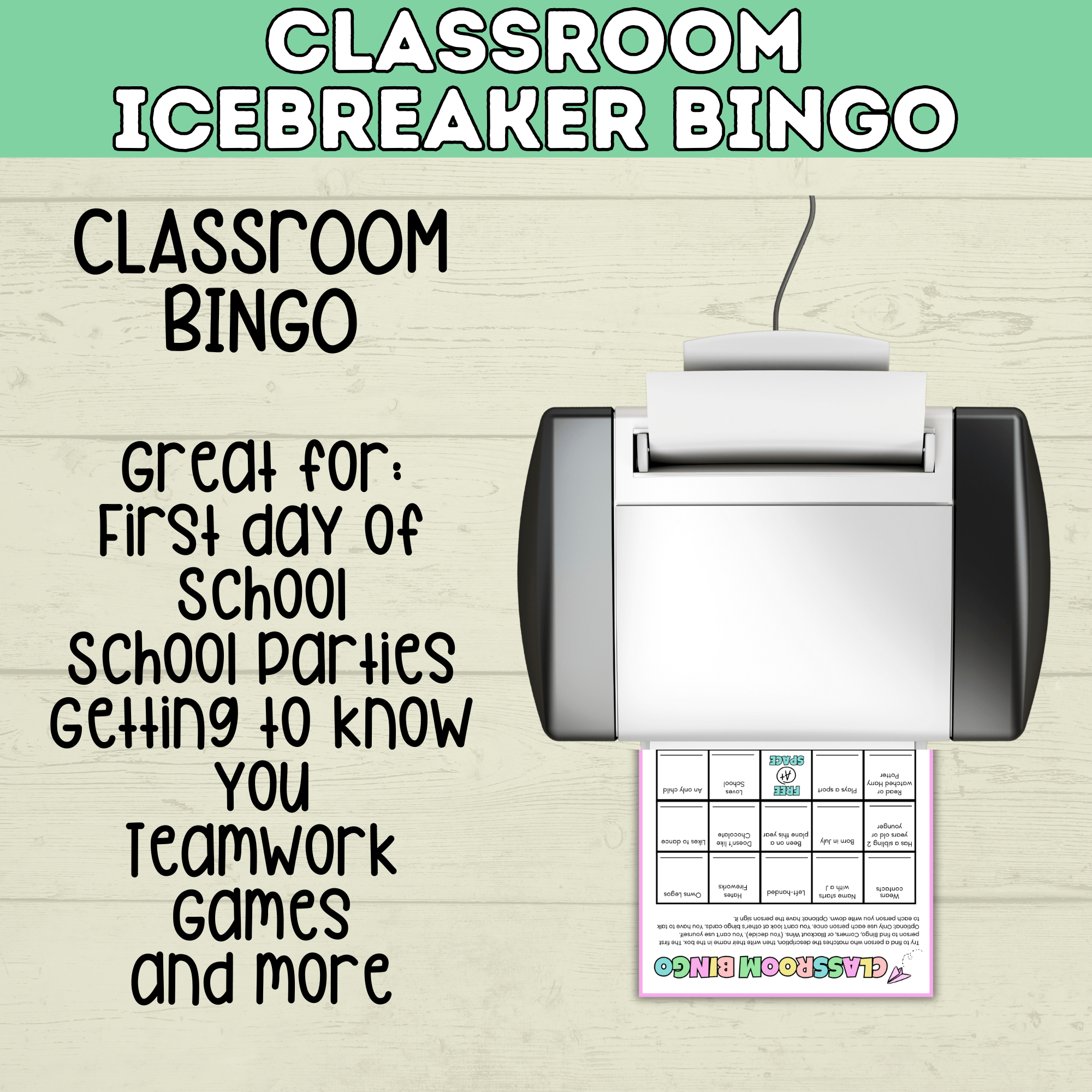 Classroom Bingo | Back to School Bingo | Getting to Know You Bingo | Human Bingo | Ice Breaker Games for Kids | Back to School Games