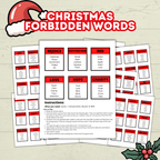 Christmas Classroom Printable Cards Game for Kids, Christmas Forbidden Words