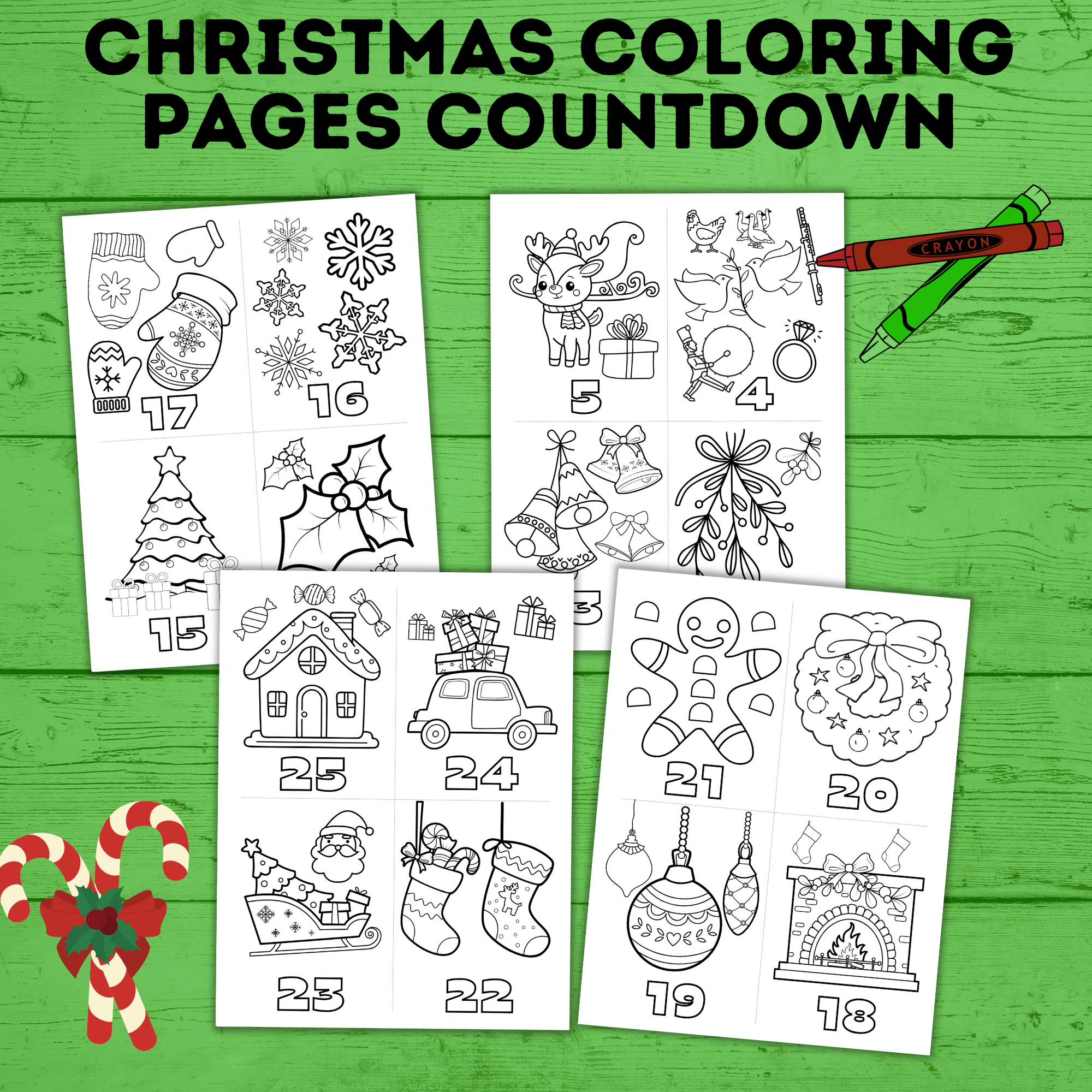 Christmas Countdown Coloring Pages for Kids | Kids Coloring Pages | Christmas Coloring Pages | Christmas Activities | Christmas Crafts