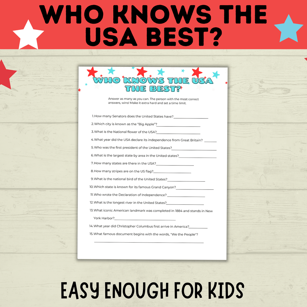 USA Trivia | 4th of July Game | Who Knows the USA Best? | USA Game | Kids Game | Party Game | History Game | 4th of July Trivia | History
