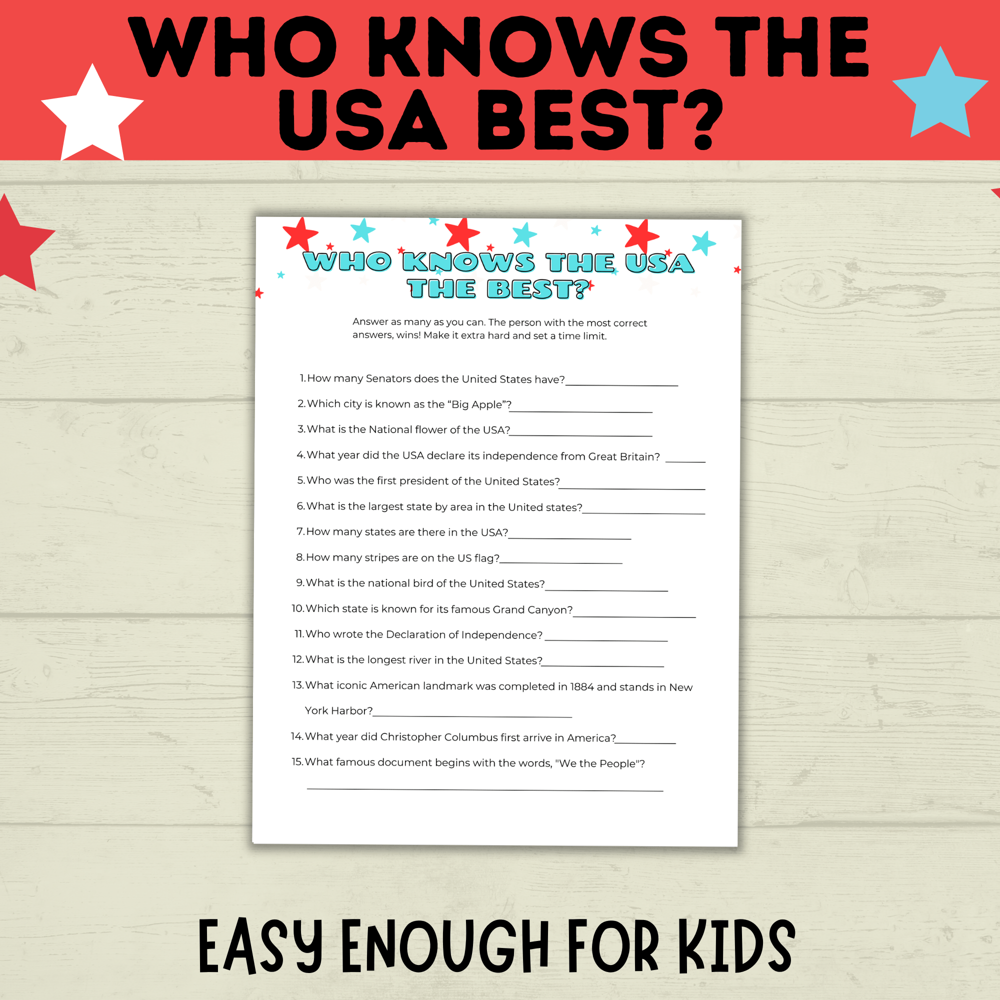 USA Trivia | 4th of July Game | Who Knows the USA Best? | USA Game | Kids Game | Party Game | History Game | 4th of July Trivia | History