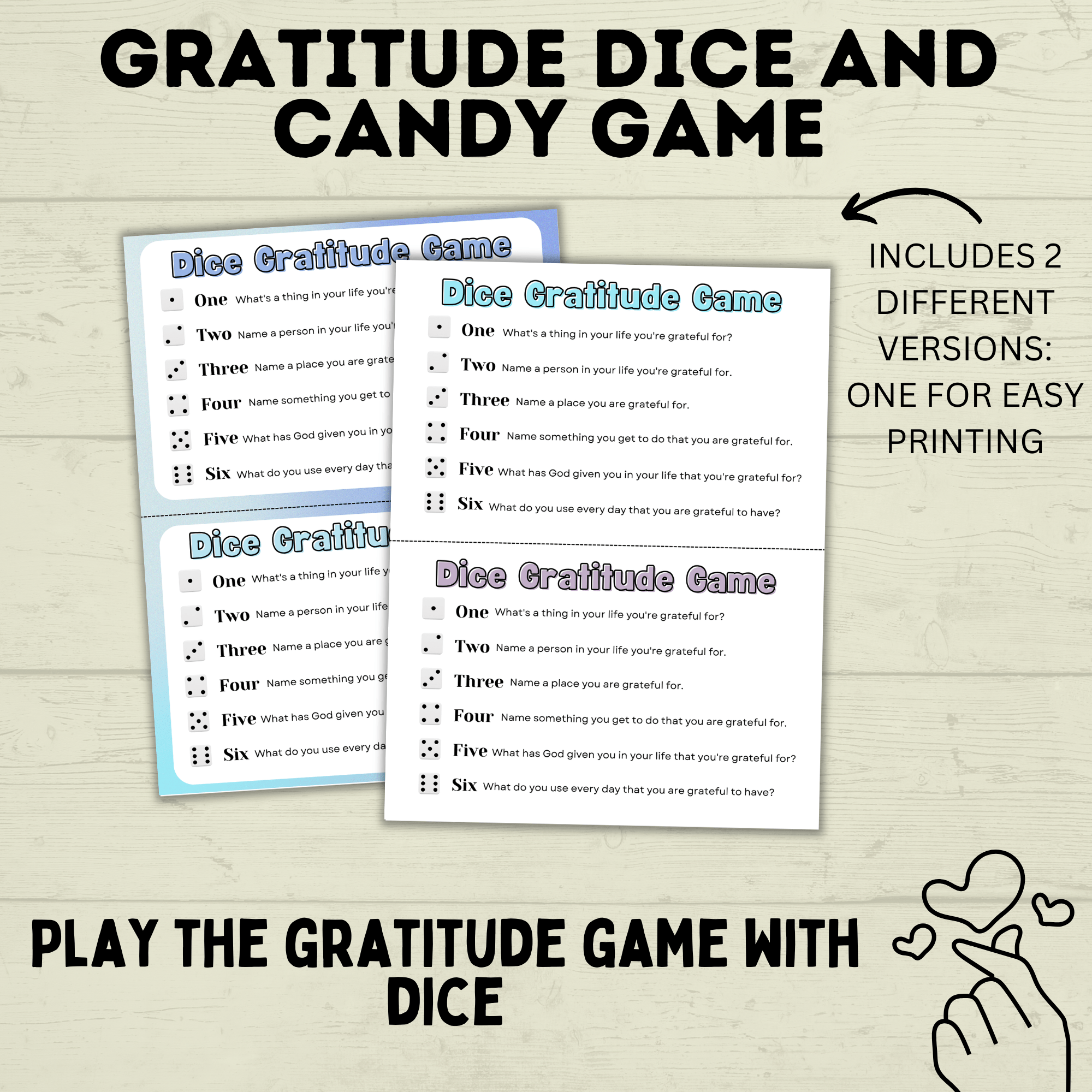 Thanksgiving Game | Thanksgiving Dice Gratitude Game