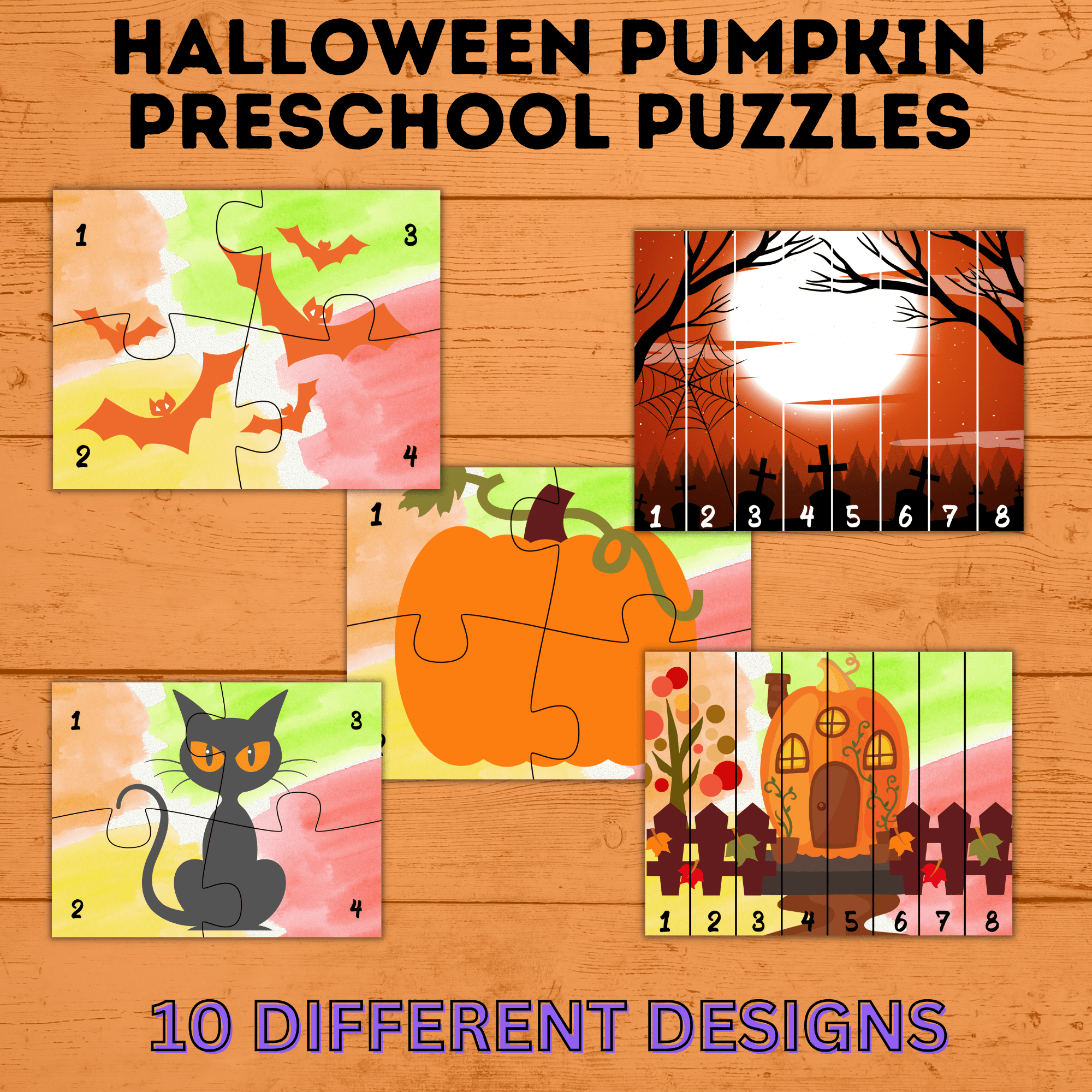 Pumpkin Halloween Puzzles for Preschoolers | Preschool Puzzles | Preschool Activities | Toddler Puzzles | Toddler Printable | Digital Puzzle