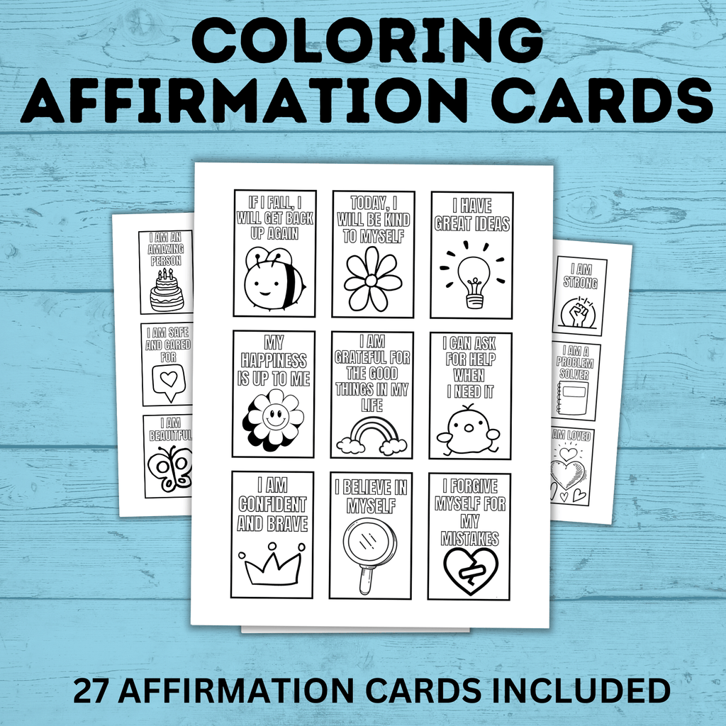 Affirmation Cards for Kids | Coloring Affirmation Cards | Kids Cards | Kids Confidence