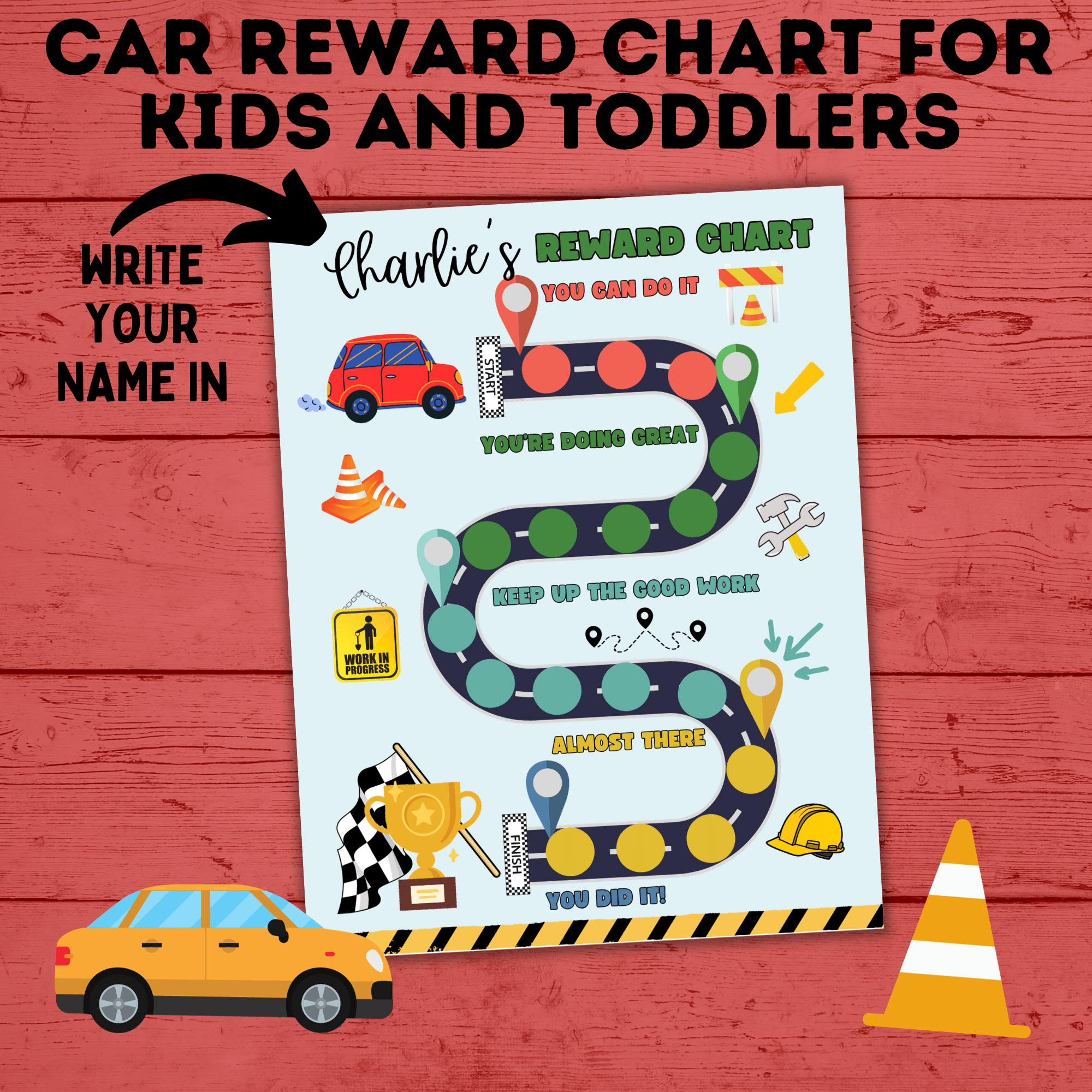 Car Reward Chart for Kids and Toddlers | Reward Chart | Chore Chart for Kids | Printable reward chart | Kids Printable | Kid's Chart