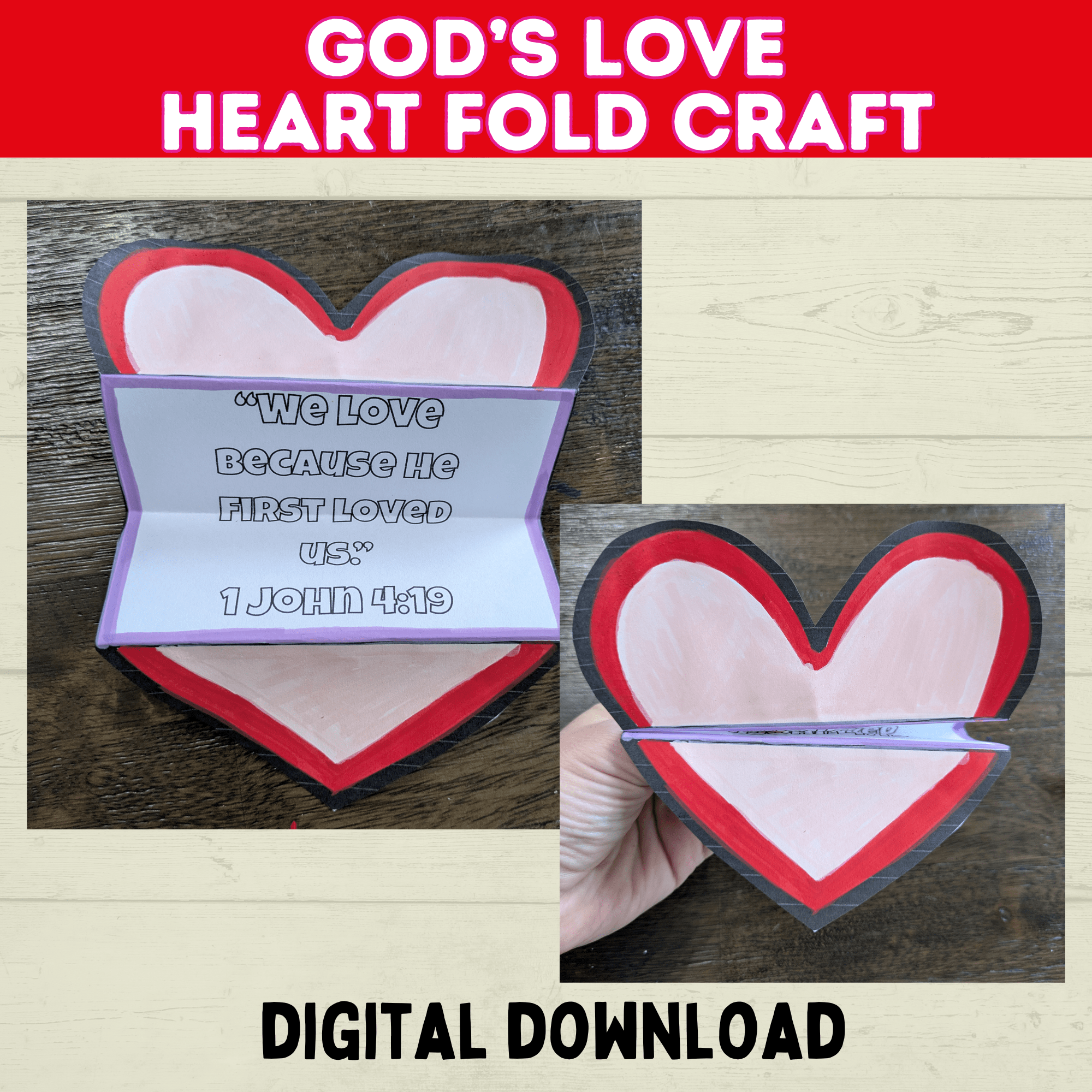 Sunday School Heart Craft for Kids, Christian Bible Verse Printable, Jesus Loves Me