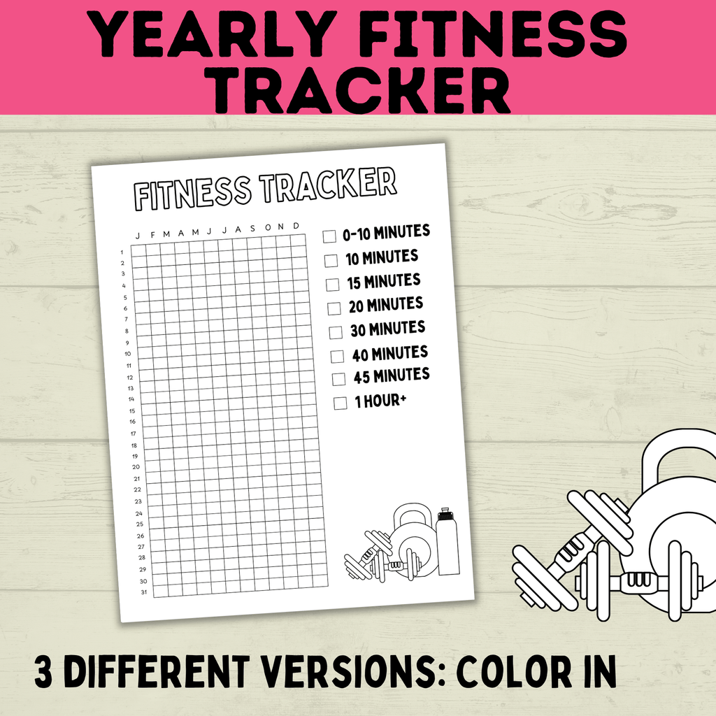 Kid's Fitness Tracker | Kid's Exercise Log | Exercise Chart for Kids | Family Exercise Tracker | Exercise Minutes | PE Tracker | Yearly