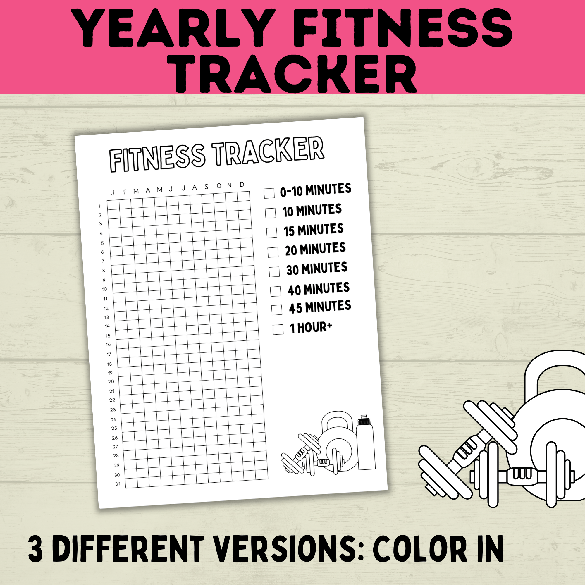 Kid's Fitness Tracker | Kid's Exercise Log | Exercise Chart for Kids | Family Exercise Tracker | Exercise Minutes | PE Tracker | Yearly