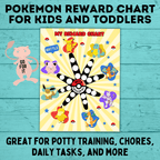 Pokemon Reward Chart for Kids and Toddlers | Reward Chart | Chore Chart | Kids Chart | Potty Training Chart | Instant Download | PDF