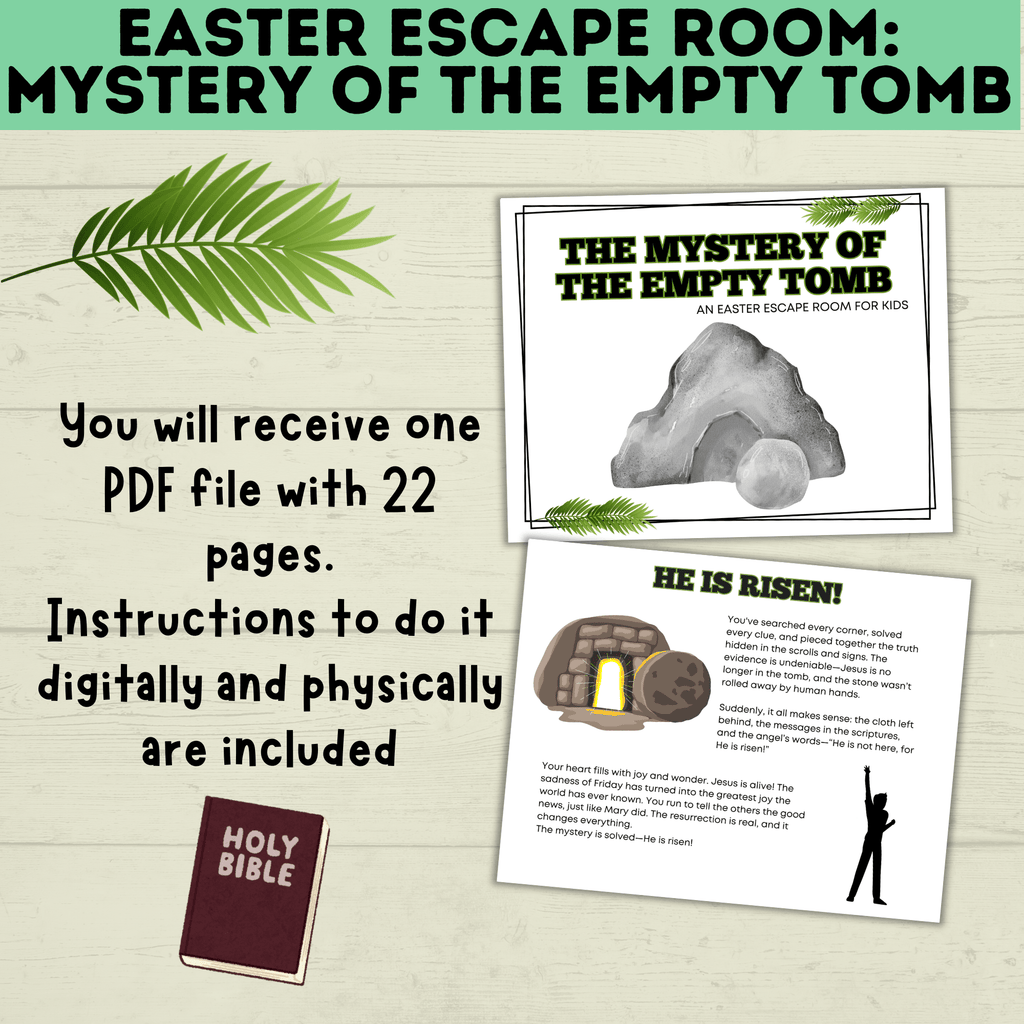 Bible Escape Room | Easter Escape Room | Mystery of the Empty Tomb Escape Room | Printable Escape Room | Easter Games | Escape Room for Kids