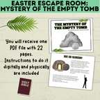 Bible Escape Room | Easter Escape Room | Mystery of the Empty Tomb Escape Room | Printable Escape Room | Easter Games | Escape Room for Kids