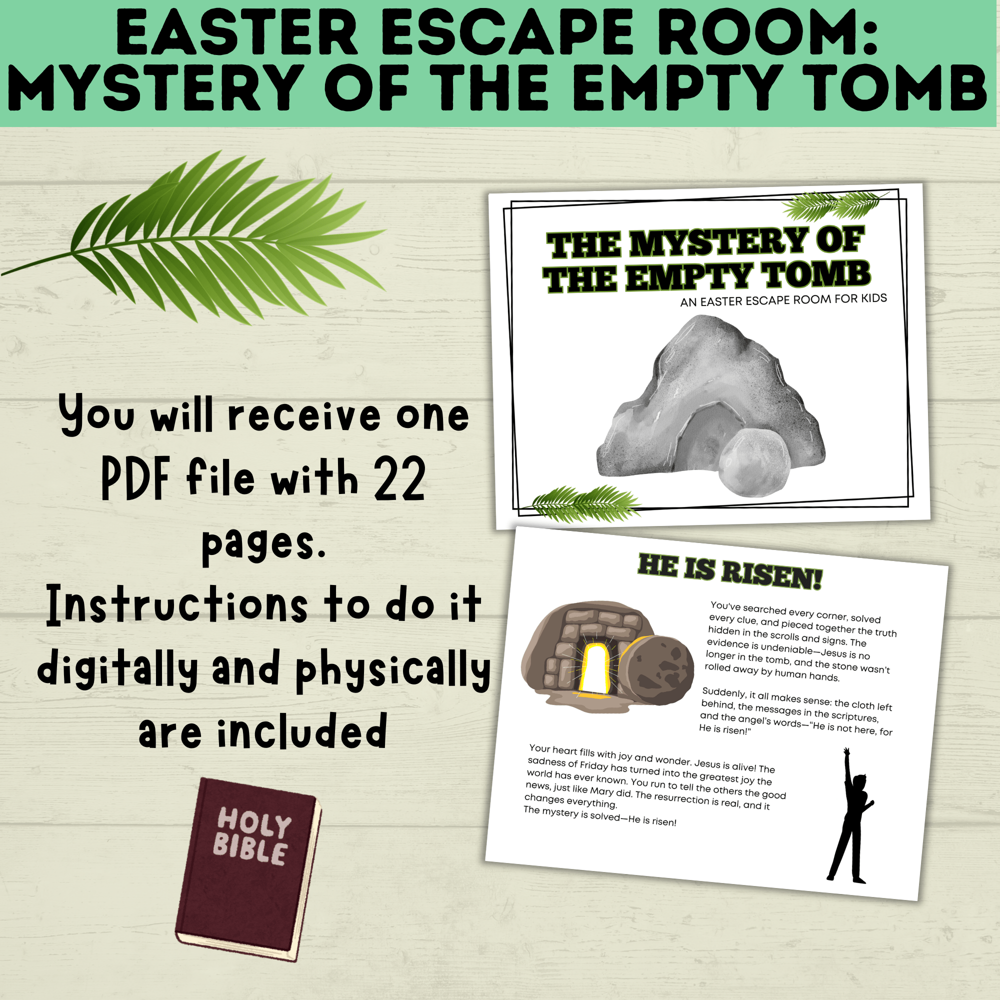 Bible Escape Room | Easter Escape Room | Mystery of the Empty Tomb Escape Room | Printable Escape Room | Easter Games | Escape Room for Kids