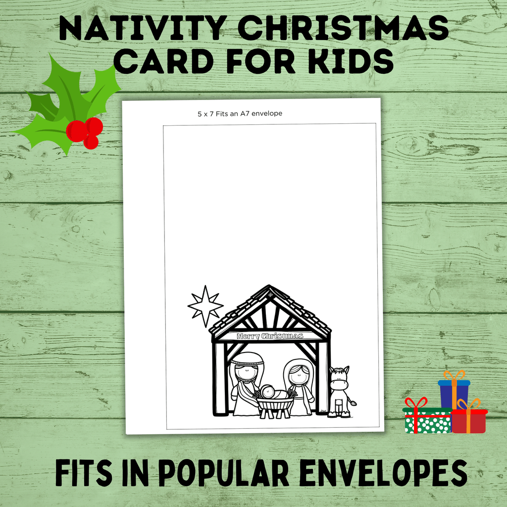 Printable Christmas Card | Digital Christmas Card | Nativity Christmas Card | Color Christmas Card | PDF Christmas Card | Instant Download