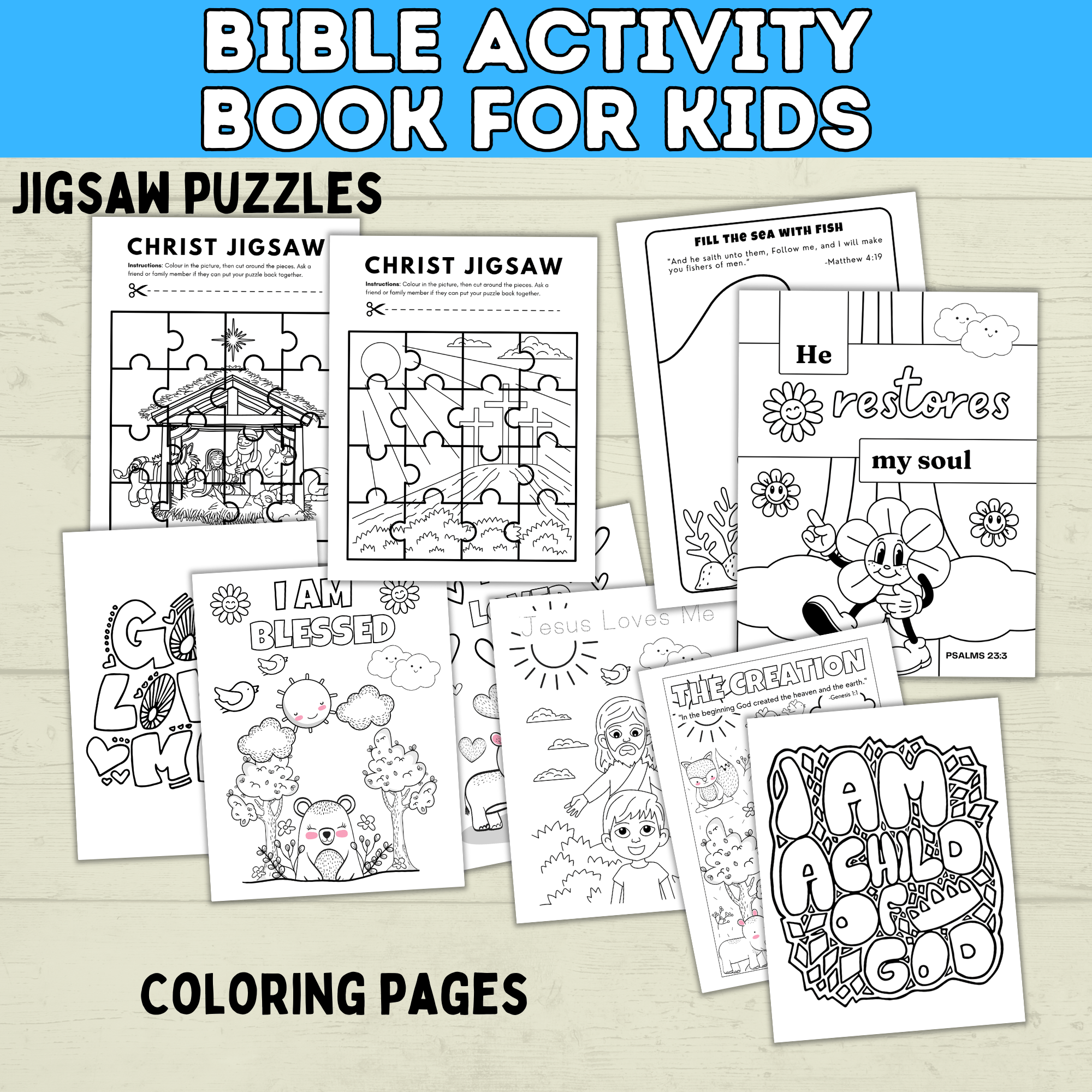 Bible Games | Bible Activity Sheets | Bible Placemat Activity Sheets | Bible Activity Pages for Kids | Homeschool | Vacation Bible School