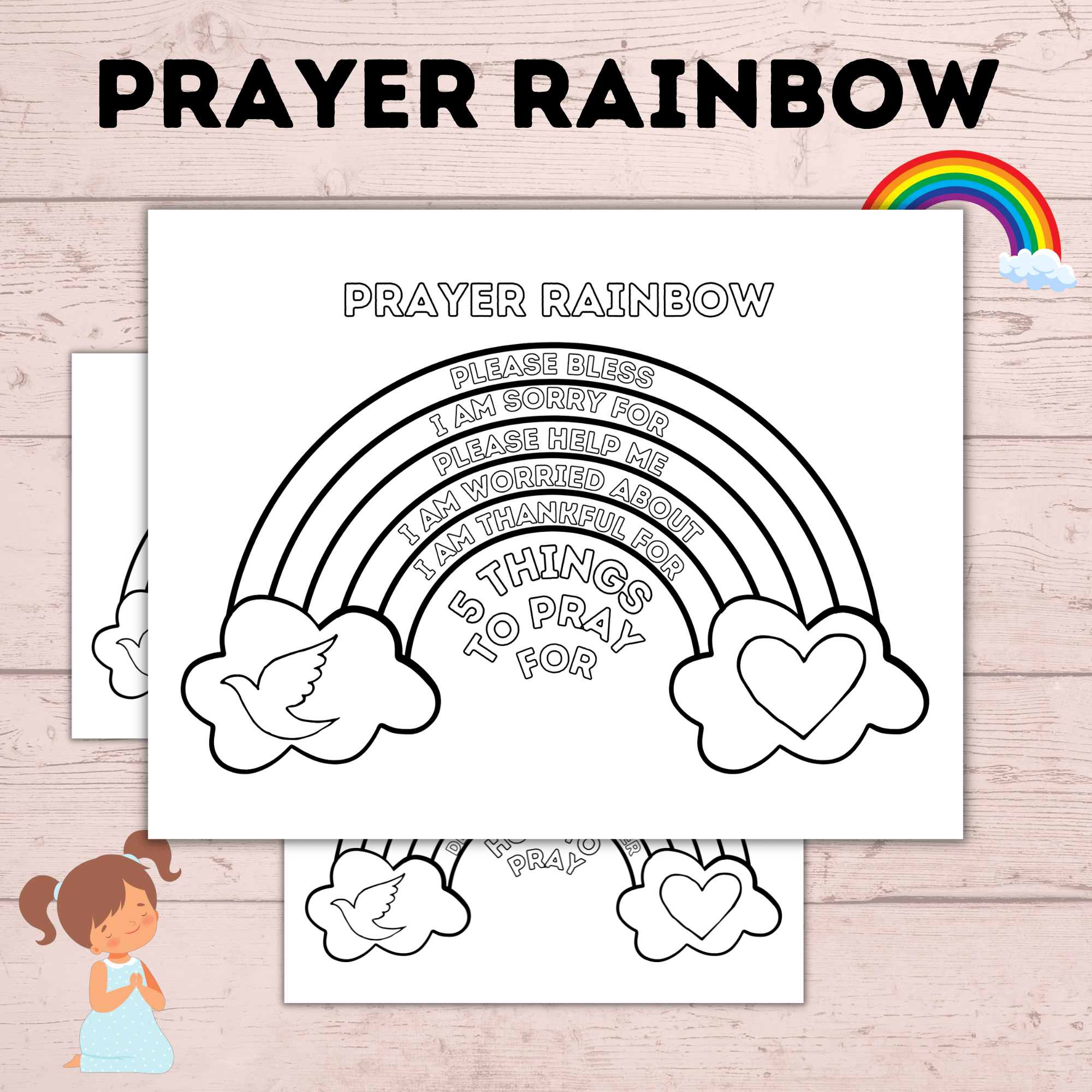 Prayer Rainbow | Prayer Craft | Prayer Activity | Prayer worksheets | Kids prayer activities | Teach Kids to Pray | Sunday School Activity