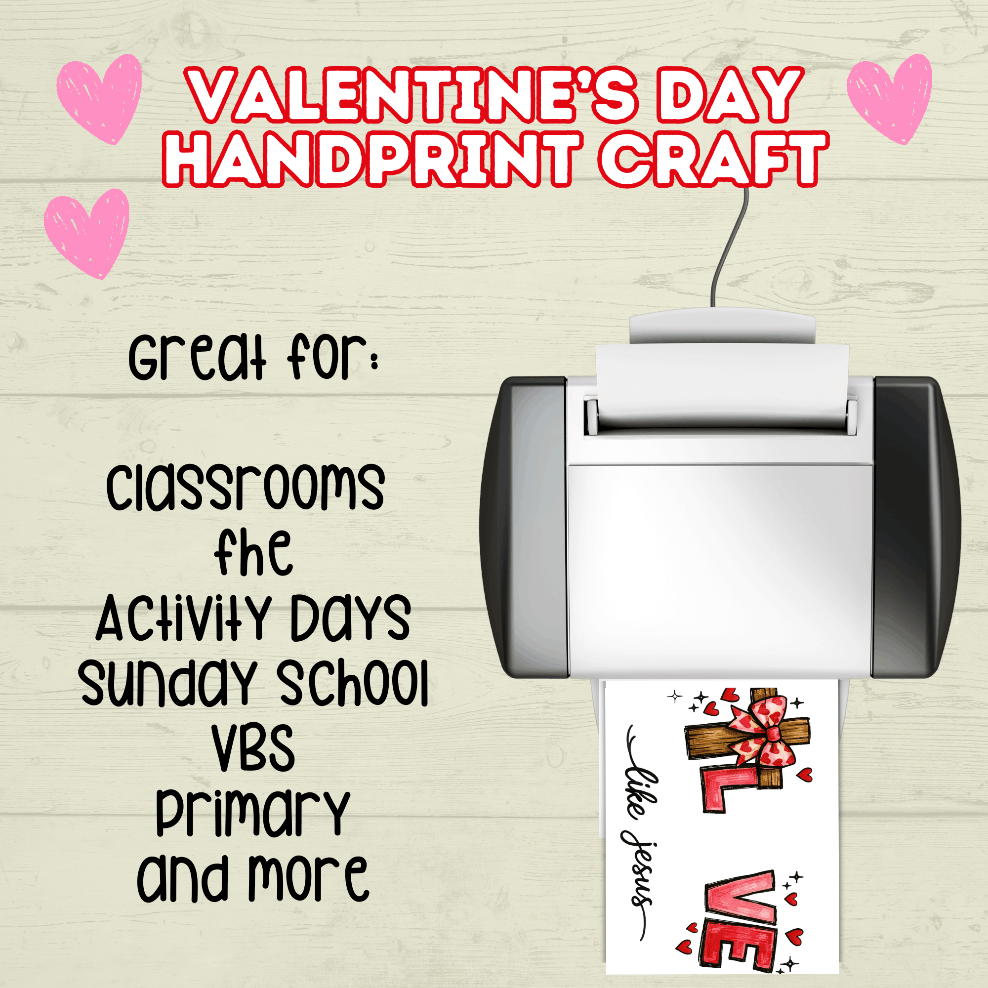 Love Valentine's Day Cross Christian Handprint Craft for Kids, Keepsake Handprint Art, Homeschool Preschool and Kindergarten Activity, DIY