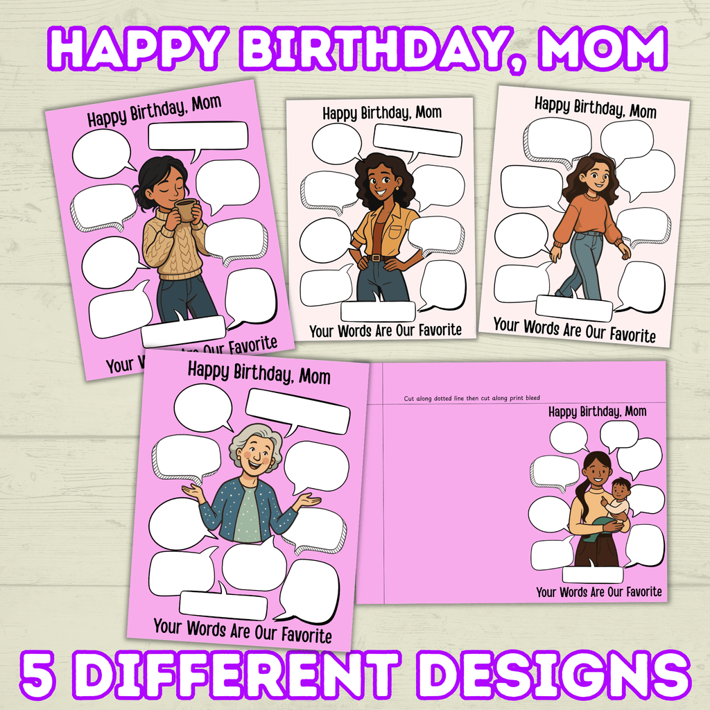 Funny Happy Birthday Mom Card, Birthday Card for Mom, Greeting Card, Quotes Card