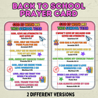 Back to School Prayer Card, Back to School Affirmations, Prayer Cards, Christian, Bible Verses, Confidence Cards, Sunday School, Scripture