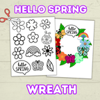Hello Spring Wreath, Cut and Paste Craft, Paper Craft for Kids, Classroom Craft