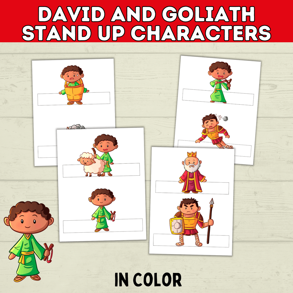 King David and Goliath Biblical Characters Stand Up Bible Story, VBS, Kids