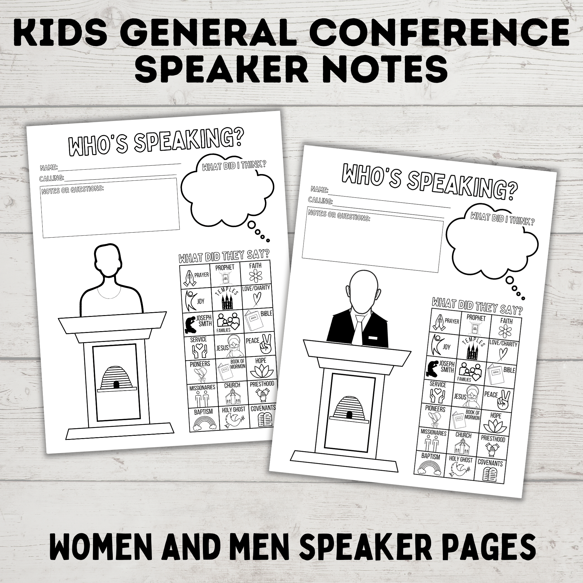 General Conference Speaker Notes for Kids | General Conference Activity Pages | Kids Activity Pages | PDF Download | Conference Printables