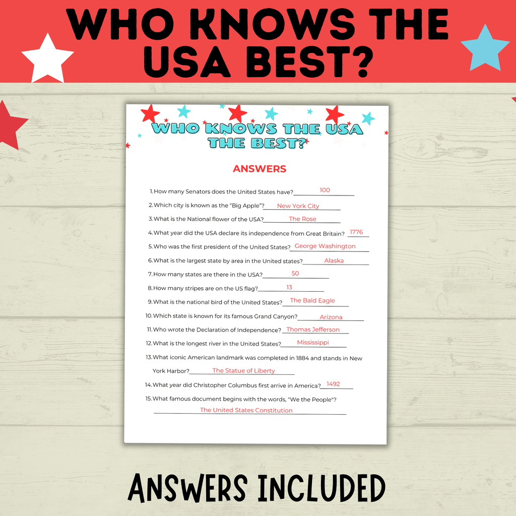 USA Trivia | 4th of July Game | Who Knows the USA Best? | USA Game | Kids Game | Party Game | History Game | 4th of July Trivia | History