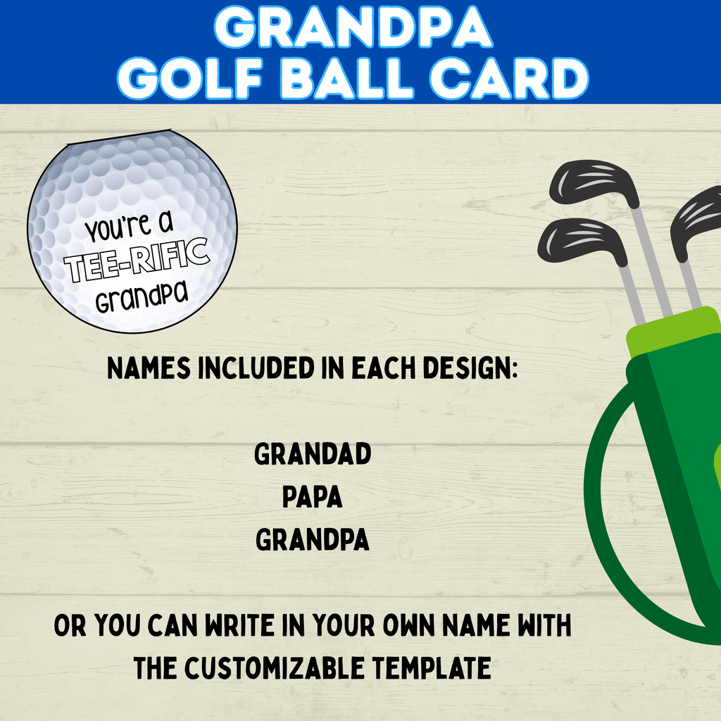 Grandparent's Day | Grandpa Card | Golf Ball Card | Golf Card for Grandpa | Papa Card | Grandad Card | Gramps Card | Digital Download