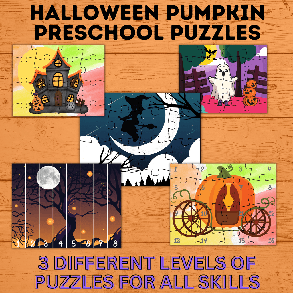 Pumpkin Halloween Puzzles for Preschoolers | Preschool Puzzles | Preschool Activities | Toddler Puzzles | Toddler Printable | Digital Puzzle