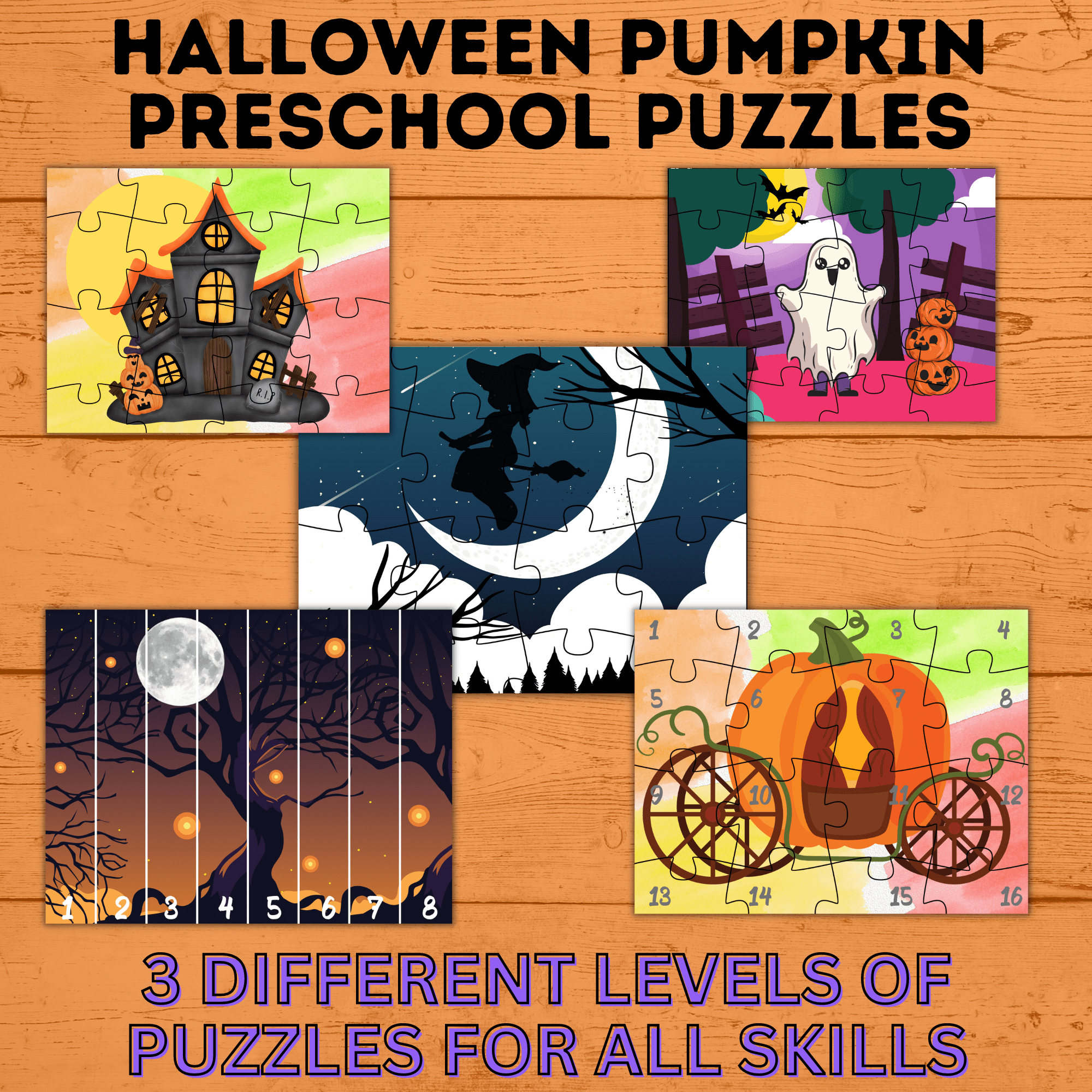 Pumpkin Halloween Puzzles for Preschoolers | Preschool Puzzles | Preschool Activities | Toddler Puzzles | Toddler Printable | Digital Puzzle