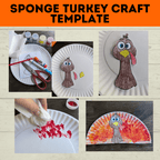 Turkey Craft | Thanksgiving Craft | Sponge Turkey Craft for kids | party Crafts | Classroom Crafts | Thanksgiving Printables | Turkey