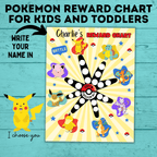 Pokemon Reward Chart for Kids and Toddlers | Reward Chart | Chore Chart | Kids Chart | Potty Training Chart | Instant Download | PDF