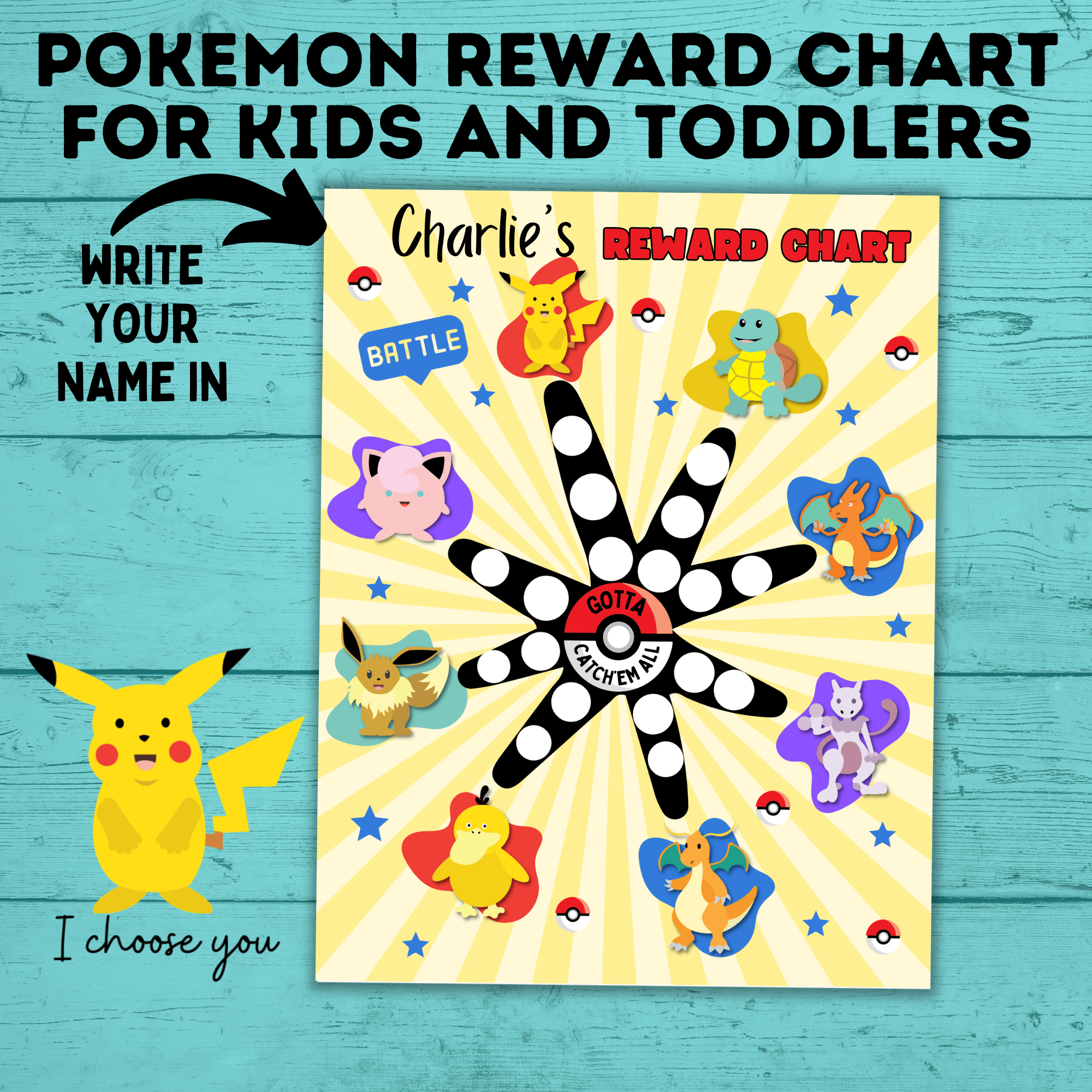 Pokemon Reward Chart for Kids and Toddlers | Reward Chart | Chore Chart | Kids Chart | Potty Training Chart | Instant Download | PDF