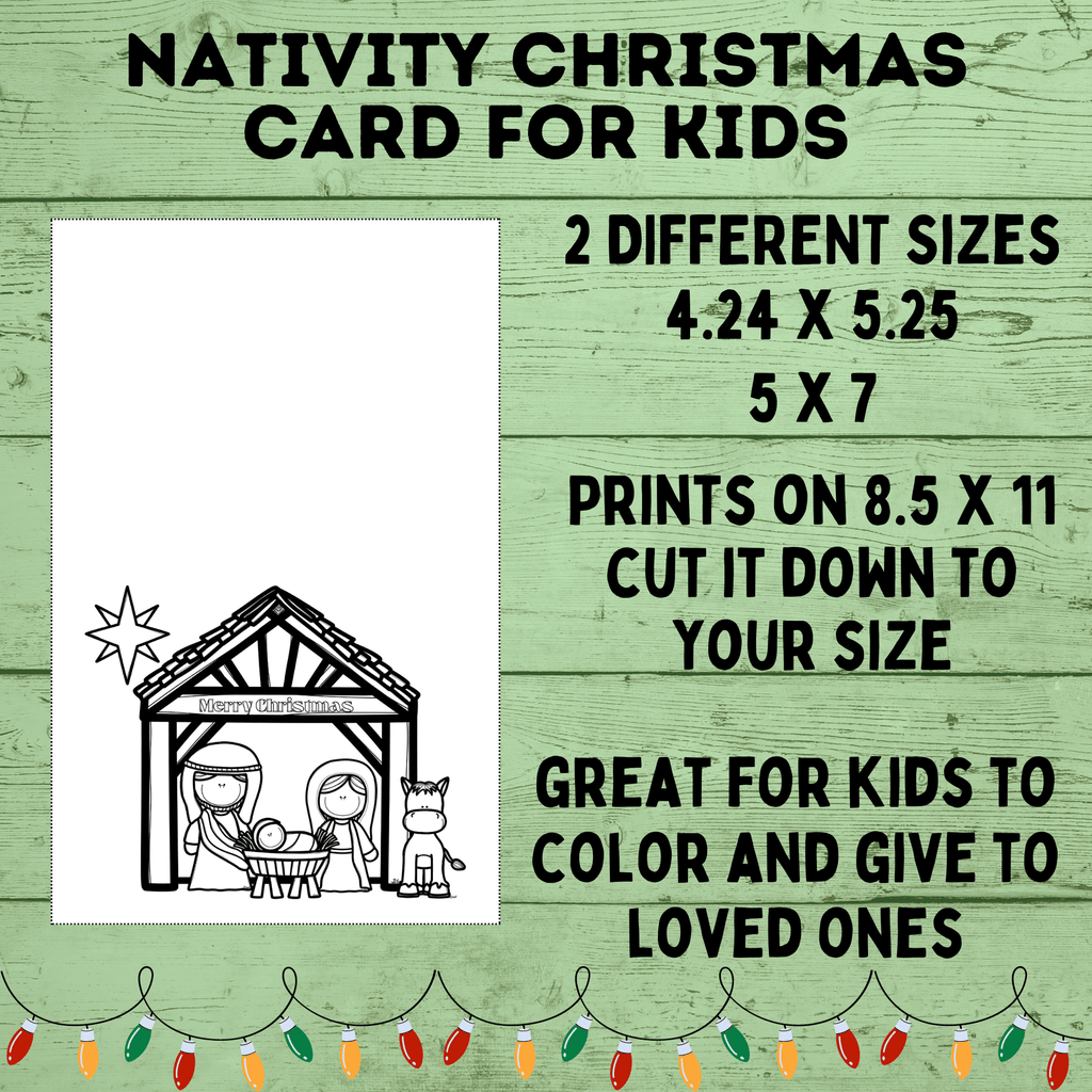 Printable Christmas Card | Digital Christmas Card | Nativity Christmas Card | Color Christmas Card | PDF Christmas Card | Instant Download