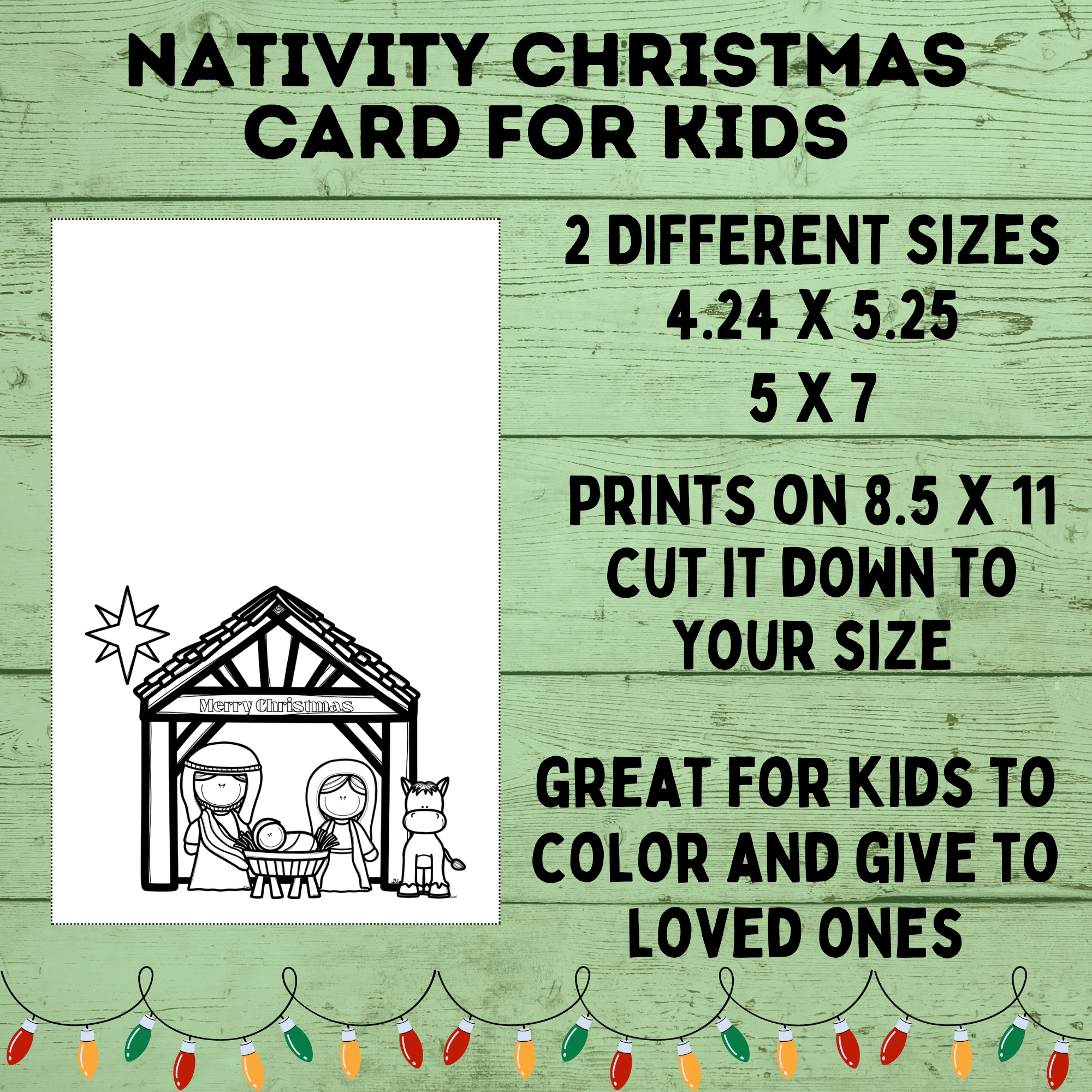 Printable Christmas Card | Digital Christmas Card | Nativity Christmas Card | Color Christmas Card | PDF Christmas Card | Instant Download